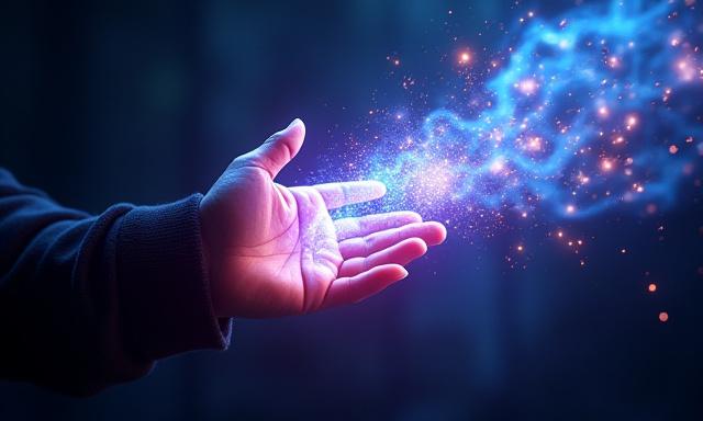 Efectos visuales de un conjuro de energía mágica